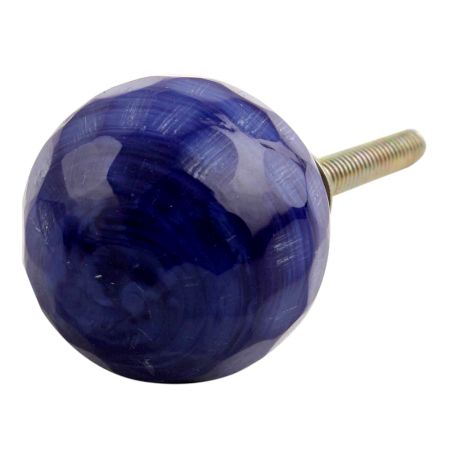 Round Navy Blue Glass Drawer Knob 